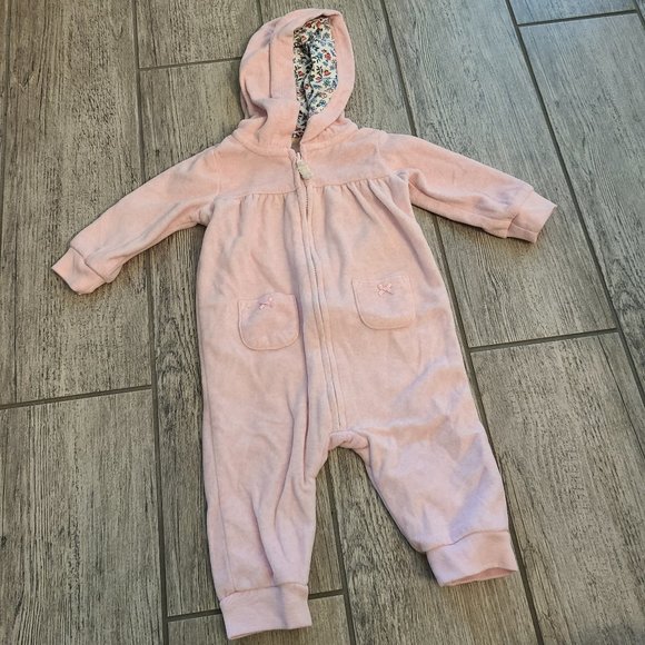 🏷 3/$15 or 5/$20 Carter's baby girl warm zippered pajamas pink floral size 6M - Picture 1 of 8